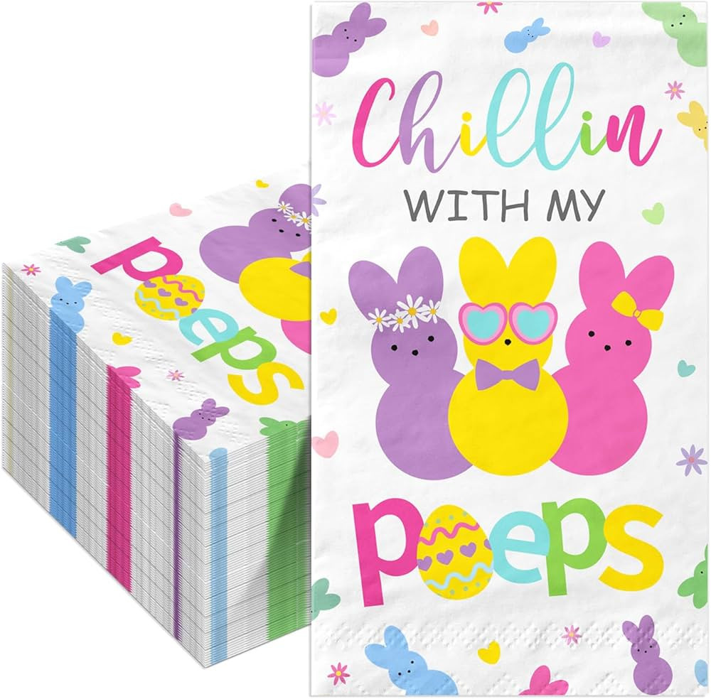 100pcs Easter Napkins,Bunny Easter Guest Napkins for Bathroom Easter Dinner Napkins Disposable fo... | Amazon (US)