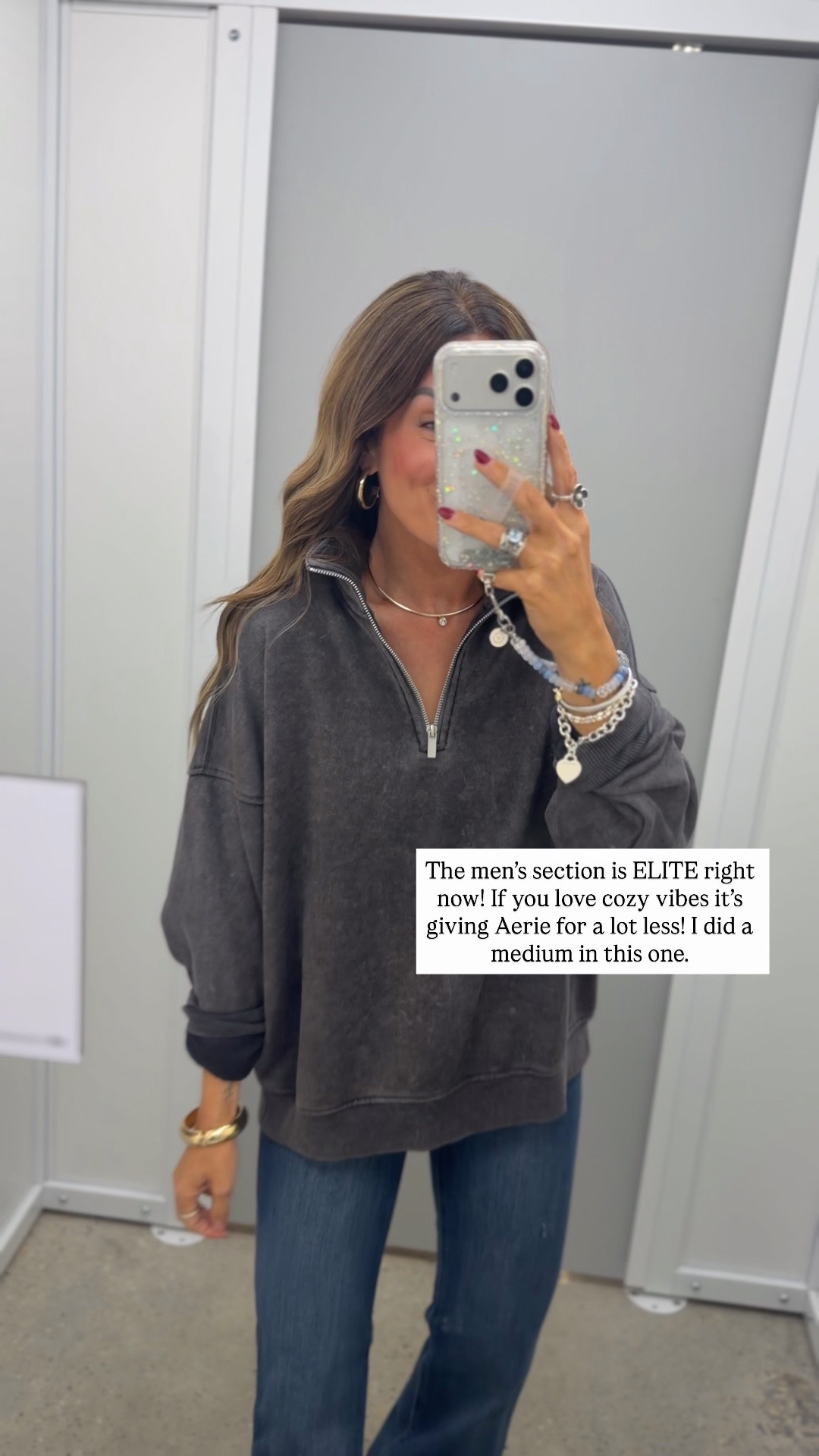 Wearing an XS in the sweatshirt and a 0 regular in the jeans! I’m 5”6, usually an XS/0.

#LTKgrwm #LTKootd #LTKdayinmylife