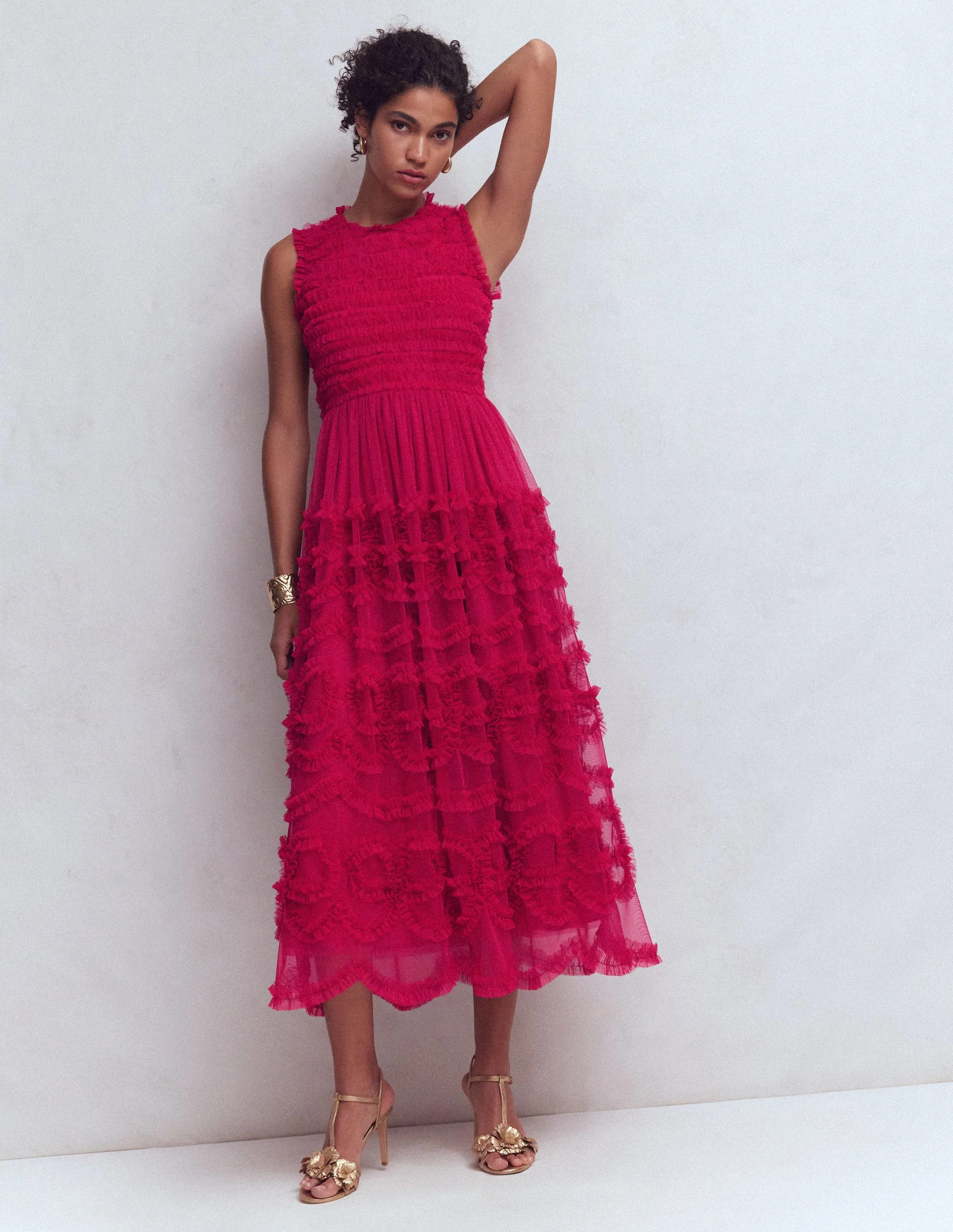 Tulle Bow Party Dress-Vibrant Pink | Boden (US)