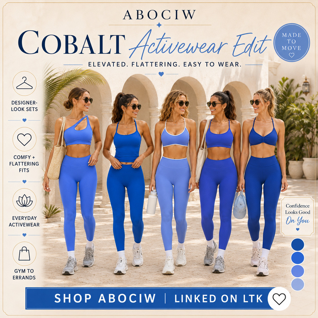 ABOCIW Elevated Athleisure | Cobalt Blue Edit

The cobalt activewear sets that make everyday athleisure feel bold, flattering, and instantly put together!

These ABOCIW activewear looks are perfect when you want something comfortable enough to move in, but elevated enough to wear out without feeling underdressed. 

The cobalt blue color story feels fresh, confident, and eye-catching, while the matching set styling makes the whole outfit look intentional with almost no effort.

This is the edit to check first for gym days, Pilates, walks, errands, coffee runs, travel days, casual weekends, athleisure outfits, and those “I want to feel cute but still be comfortable” moments. 

It solves the activewear problem so well: finding sets that feel practical for real movement but still look flattering, polished, and designer-inspired.

I love that these can go from workout to errands to lunch so easily — just add sneakers, a tote, sunglasses, a water bottle, or a light layer and the whole look feels done.

I pulled together the cobalt ABOCIW styles worth checking first so you can skip the scroll and go straight to the sets that feel the most wearable, flattering, and confidence-boosting.

📌 SAVE this for cobalt activewear outfits, gym-to-errands looks, and matching sets that make getting dressed feel effortless.

↓ Everything is linked!

#LTKActive #LTKSaleAlert #LTKTravel