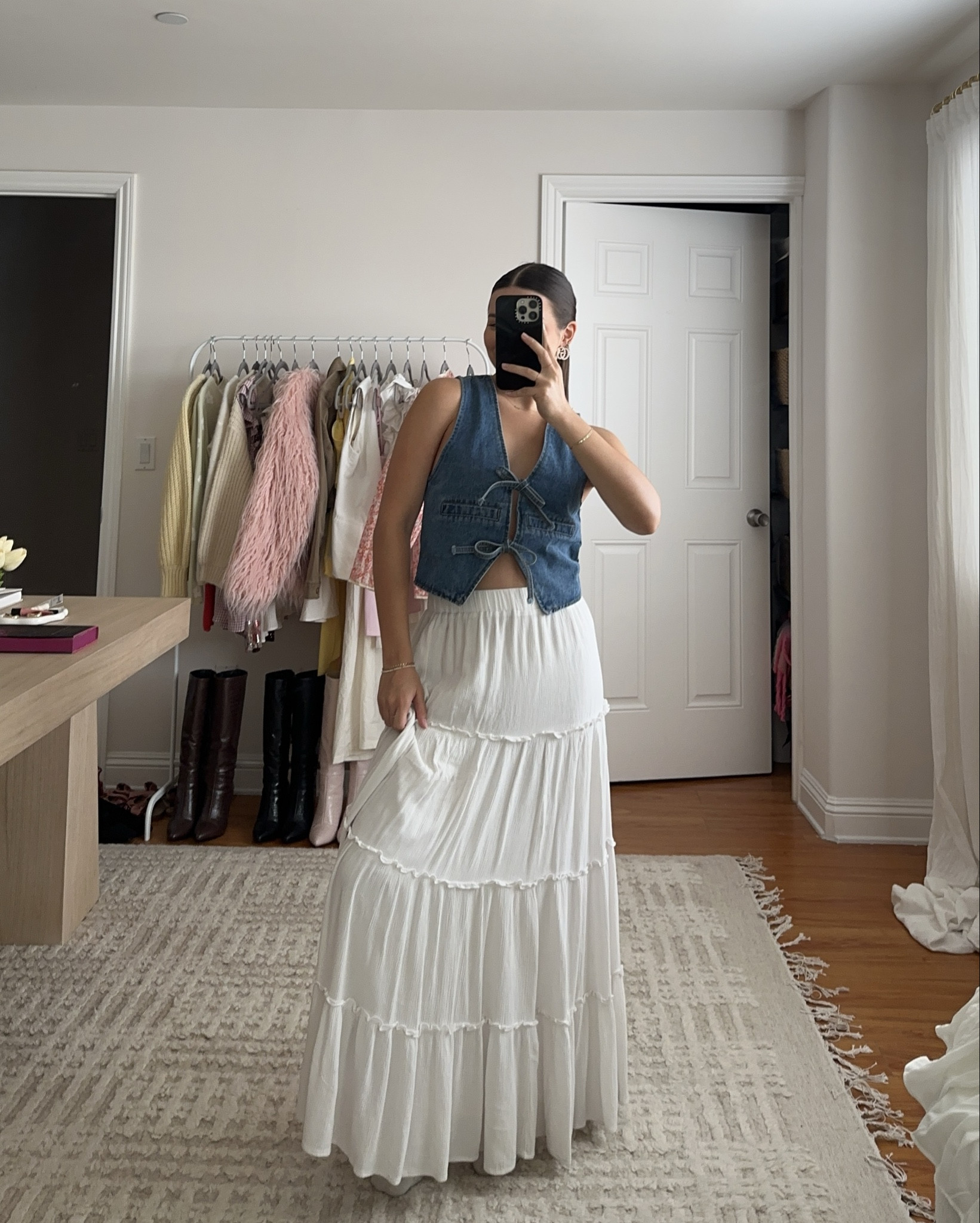 denim bow tie vest & a white maxi skirt 🤍 top from amazon (if you’re in the itty committee like me, size down one) & skirt from princess polly 

#LTKStyleTip #LTKFindsUnder50 #LTKFindsUnder100