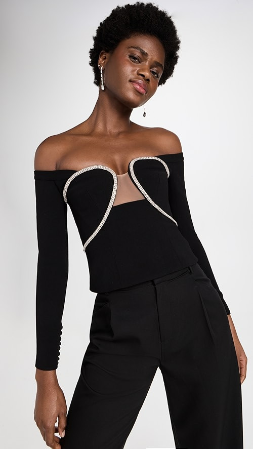 Black Off Shoulder Crepe Top | Shopbop