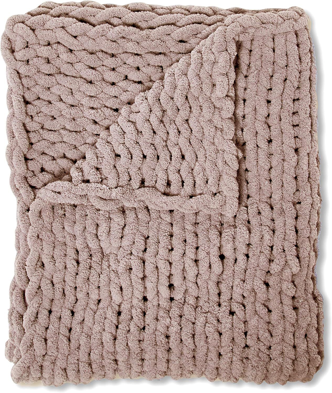 STERLING~LETTER Chunky Knit Throw Blanket - 40" x 48" - Handwoven - Gorgeous Braided - Breathable... | Amazon (US)