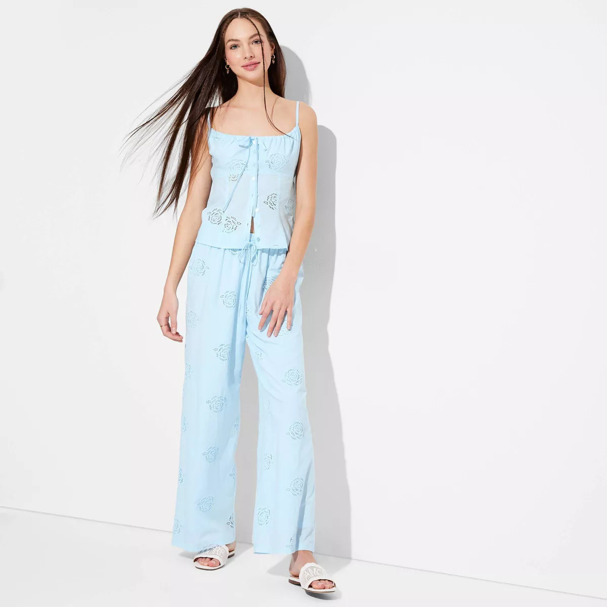 Women's High-Rise Eyelet Relaxed Pants - Wild Fable™ | Target