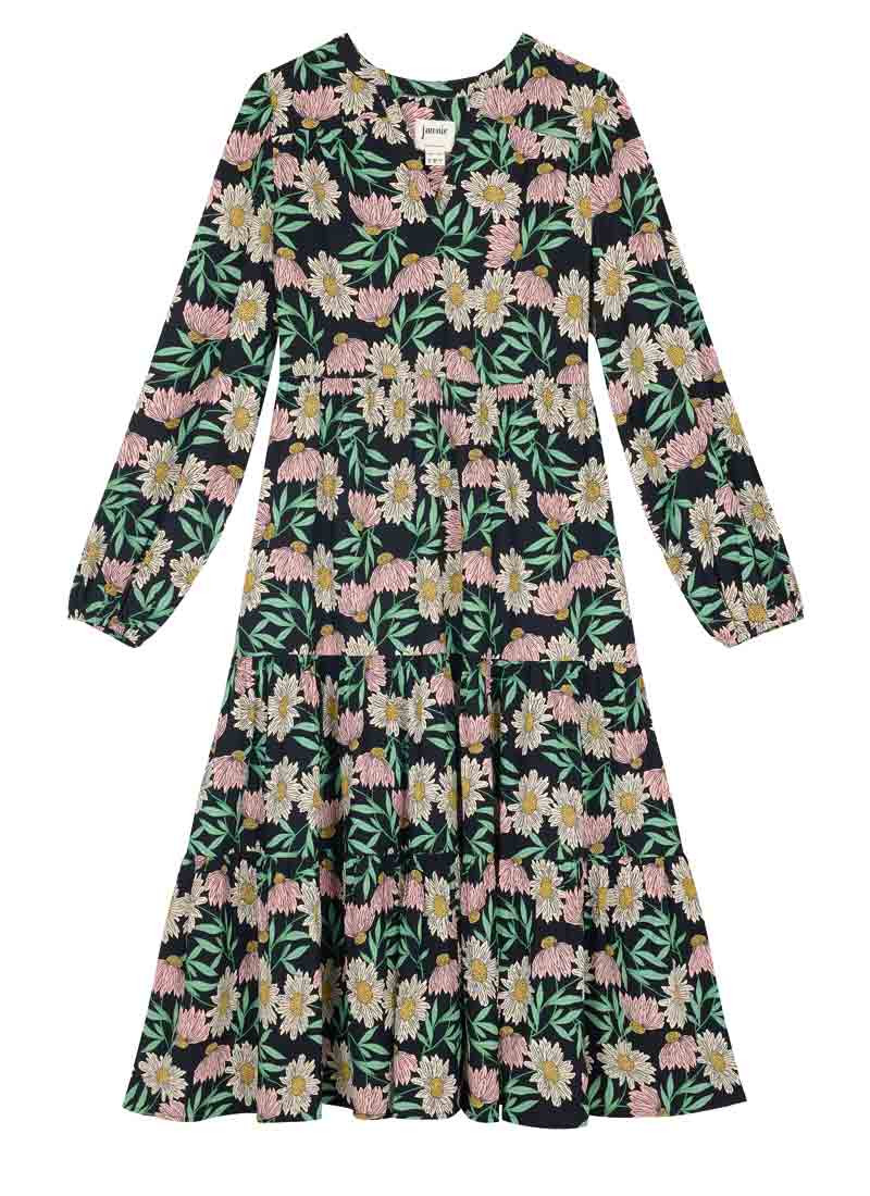 Cady Daisy Print Long Sleeve Smock Dress | Joanie