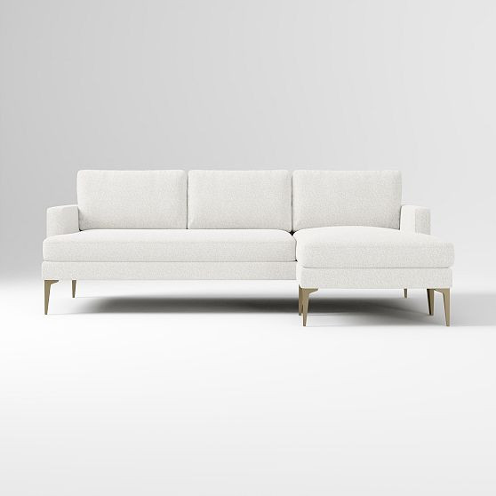 Andes Flip Sectional, Chunky Boucle White, Blackened Brass | West Elm (US)