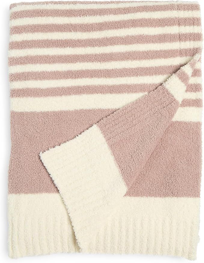 Barefoot Dreams CozyChic Stripe Throw Blanket (Feather/Cream) 45" x 60" | Amazon (US)