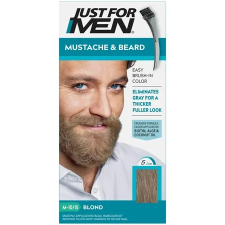 Just For Men Mustache & Beard, Beard Coloring for Gray Hair with Brush Included - Color: Blond, M-10 | Walmart (US)