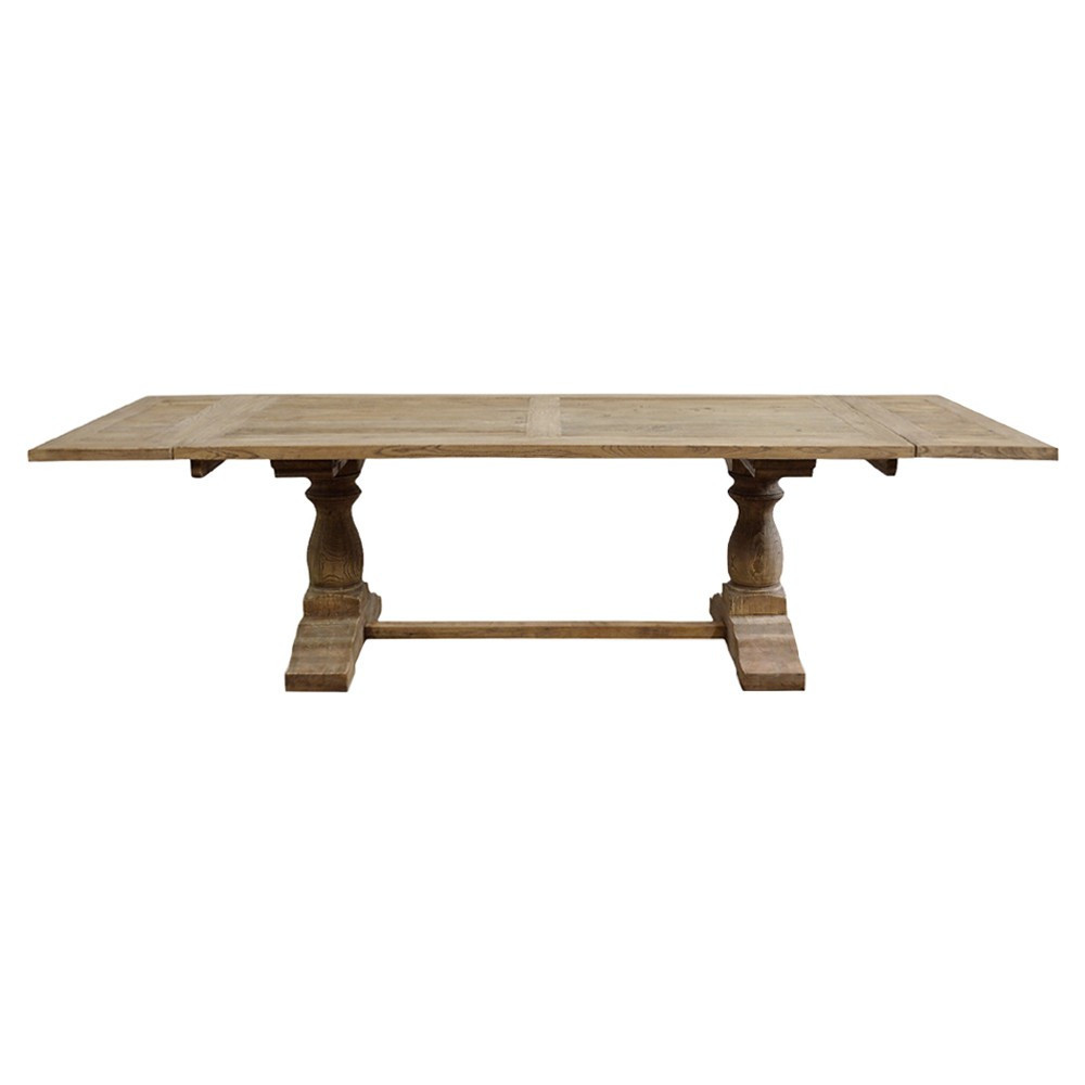 Raffiel Traditional Reclaimed Elm Rectangular Extendable Dining Table - 79-111 | Kathy Kuo Home