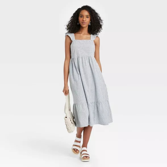 Women's Striped Ruffle Sleeveless Dress - Universal Thread™ Blue | Target