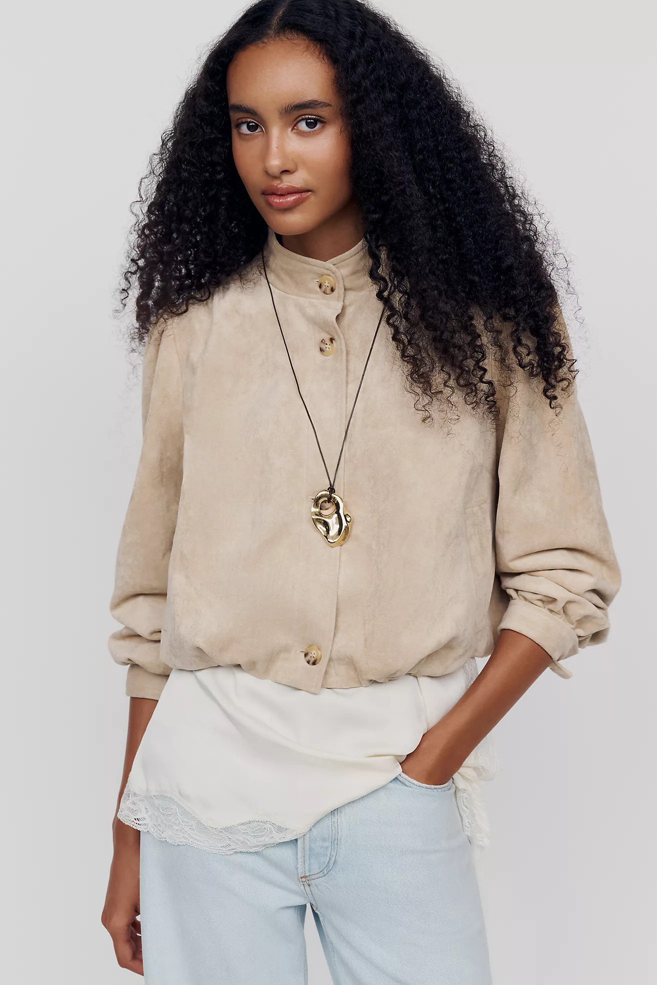 Dolan Left Coast Funnel-Neck Bubble-Hem Jacket | Anthropologie (US)