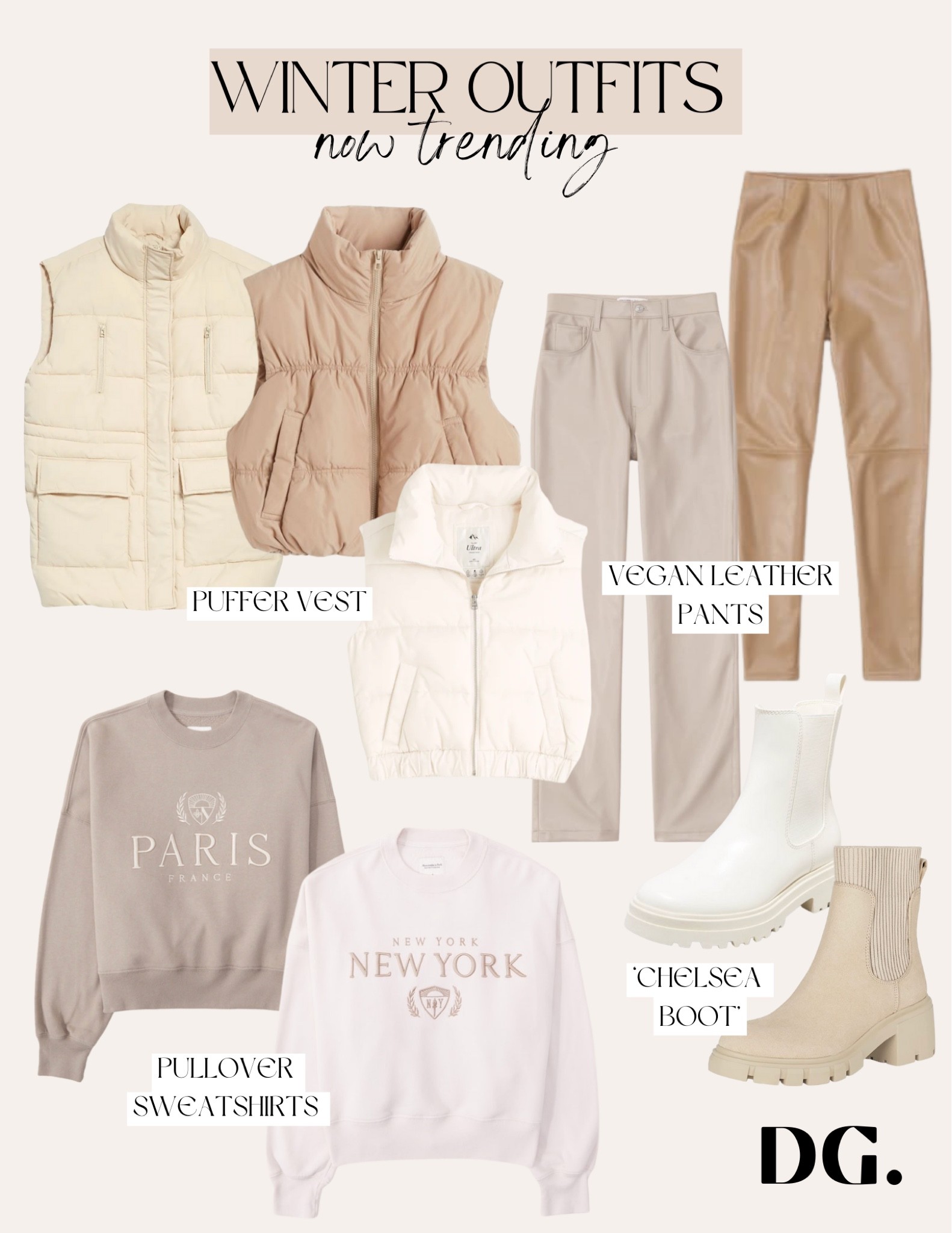 Winter outfit , Chelsea boots , puffer vest , vegan leather pants , pullover sweatshirt , Abercrombie , gifts for her 

#LTKitbag #LTKstyletip #LTKSeasonal