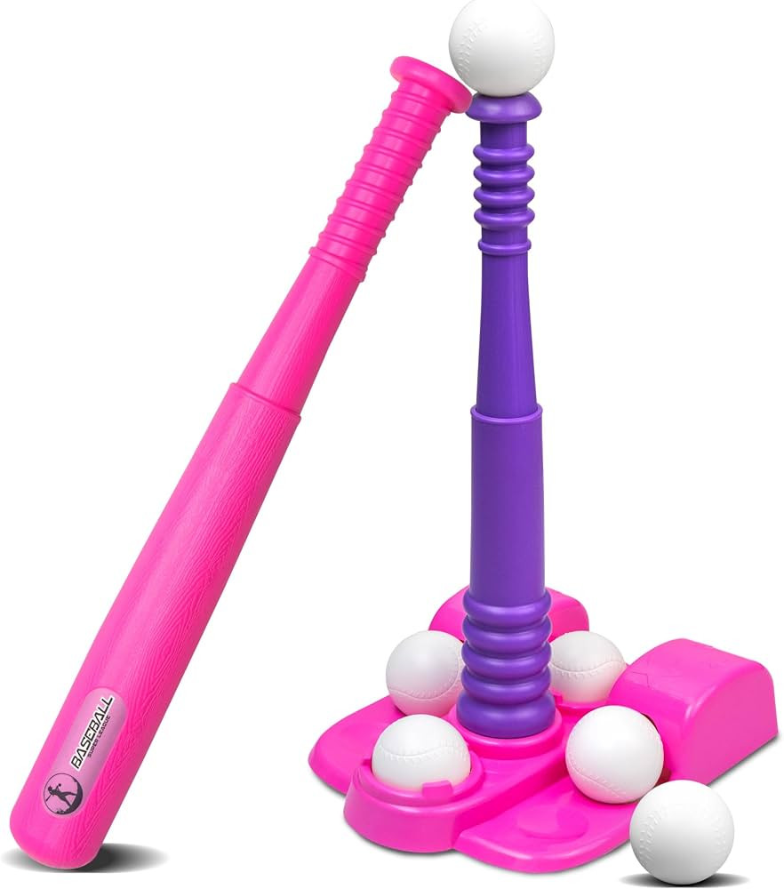 TOMLEON T Ball Stand for Girls 3-5, 5-8. Baseball Set Includes 6 Large Balls, an Adjustable Tball... | Amazon (US)