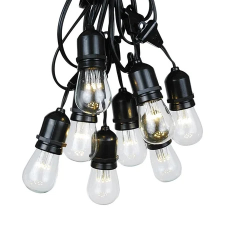 Novelty Lights 48 Warm White LED S14 Edison Outdoor String Lights Suspended Commercial Grade Backyar | Walmart (US)