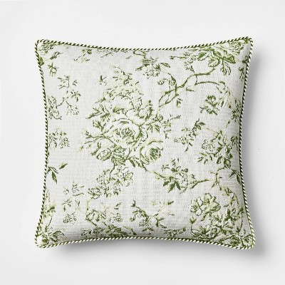 Oversized Square Floral Jacquard Pillow Green - Threshold™ designed with Studio McGee | Target
