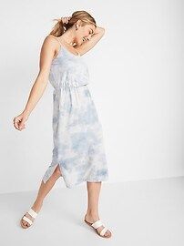 Waist-Defined Tie-Dye Slub-Knit Cami Midi Dress for Women | Old Navy (US)