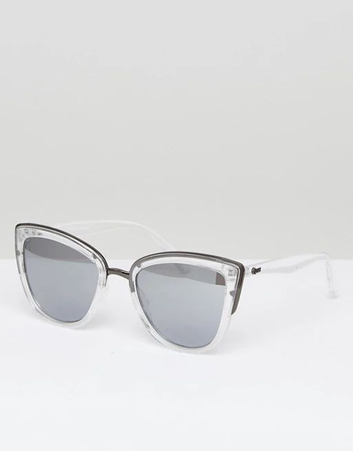 Quay Australia My Girl Cat Eye Sunglasses In Clear/Silver | ASOS US