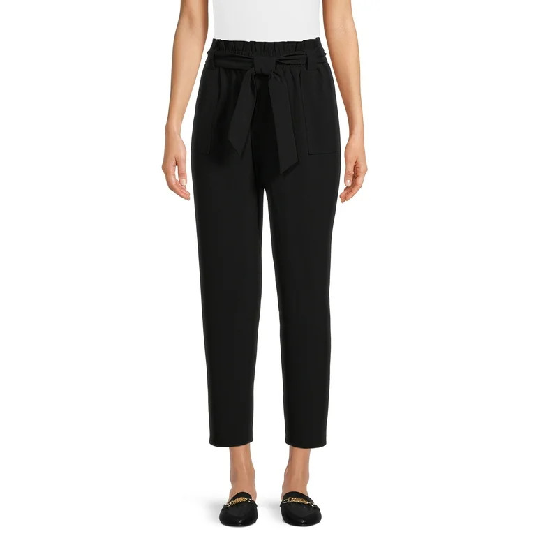 Nine.Eight Women’s Cropped Paper Bag Waist Pants | Walmart (US)