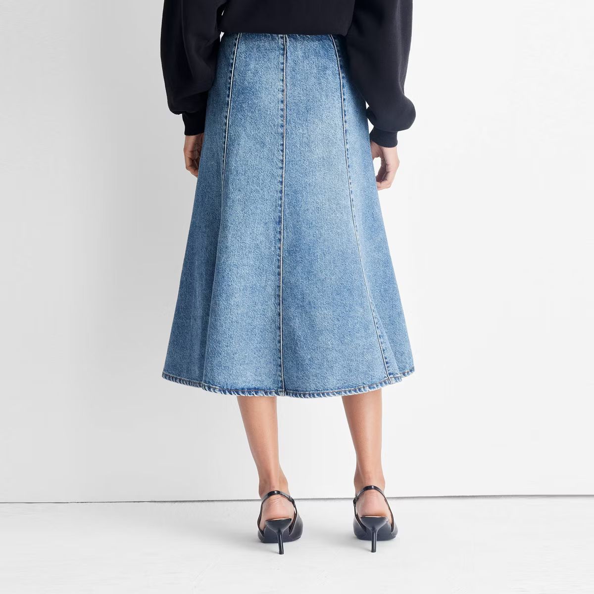 Women's Flared Denim Midi Skirt - Future Collective Medium Wash | Target