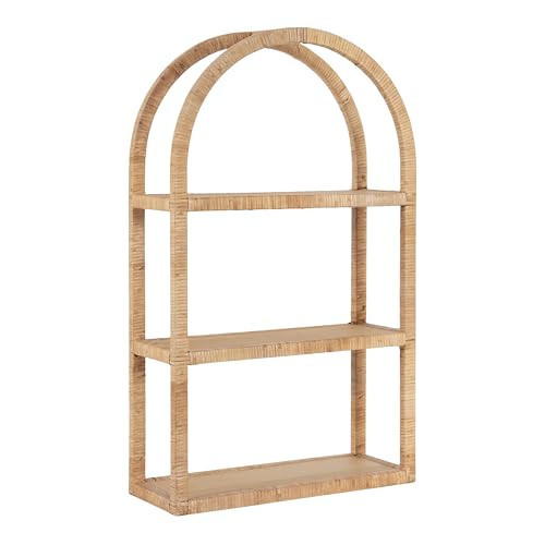 Kate and Laurel Rahmati Modern Arched Rattan Wall Shelf, 18 x 7 x 30, Natural Rattan, Boho Arch Wall Shelves for Over-The-Toilet Storage or Entryway Storage Shelf | Amazon (US)