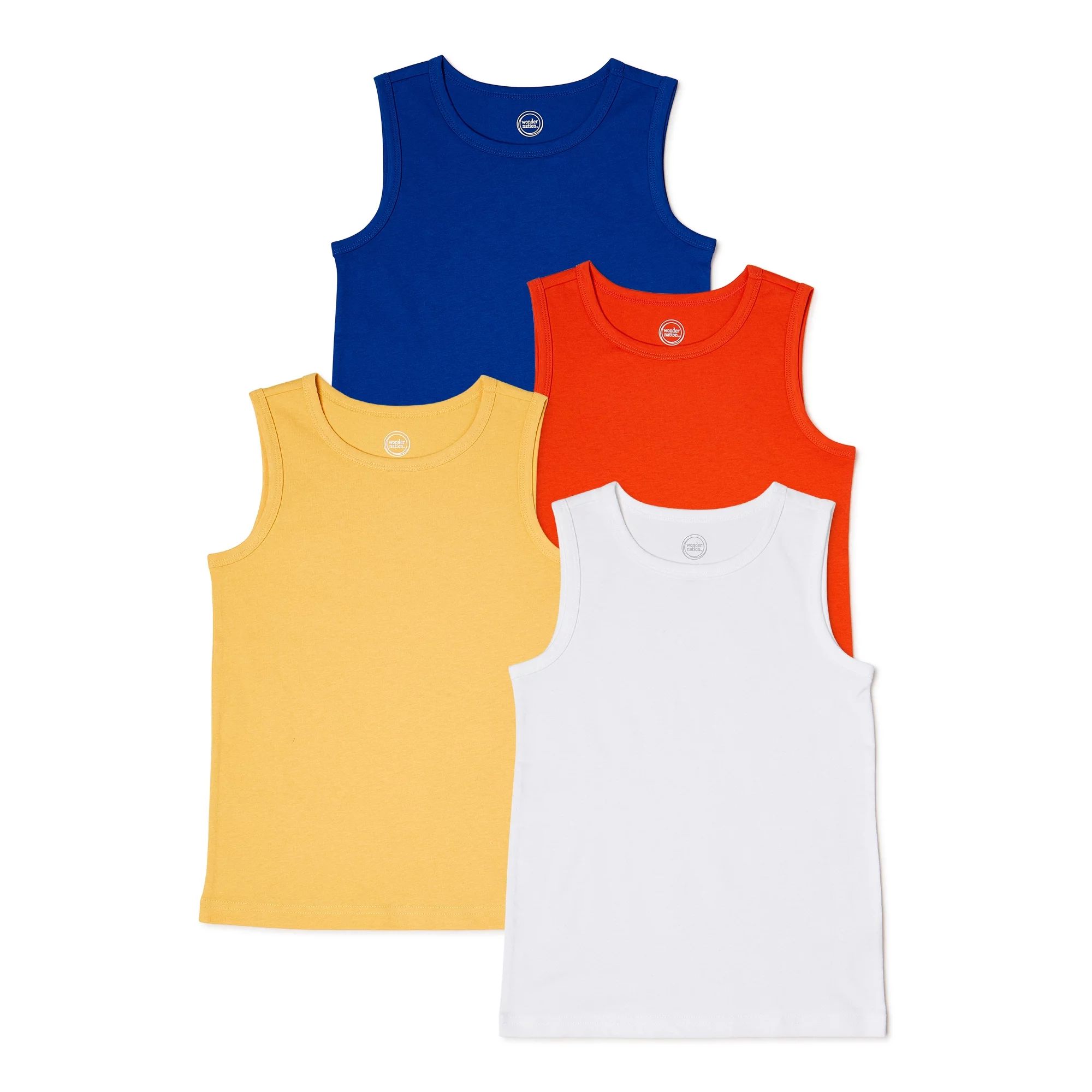 Wonder Nation Boys Solid Color Tank Tops, 4-Pack, Sizes 4-18 & Husky | Walmart (US)