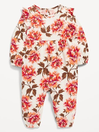 Printed Long-Sleeve Ruffle-Trim Jumpsuit for Baby | Old Navy (US)