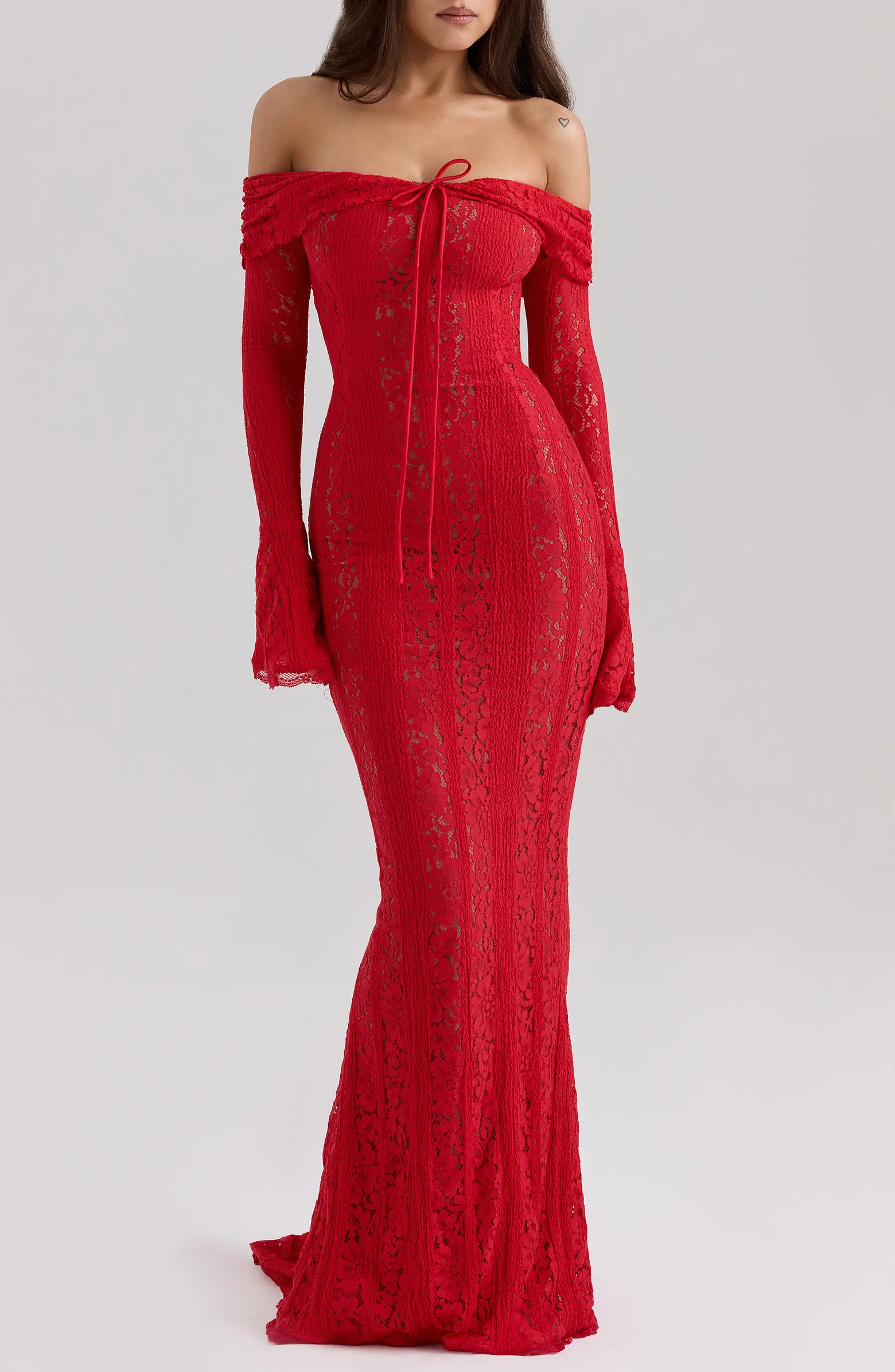 HOUSE OF CB Belle Off the Shoulder Long Sleeve Mermaid Gown | Nordstrom | Nordstrom