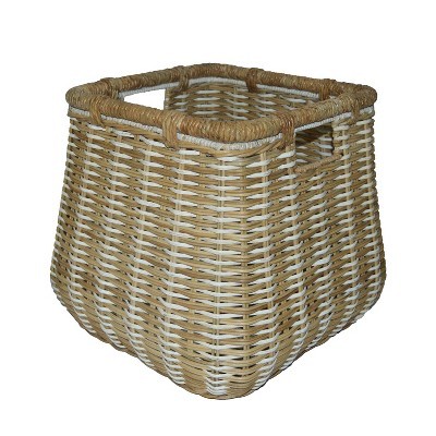 Large Rounded Square Basket Natural with Accents 14.5"x16.5" - Threshold™ | Target