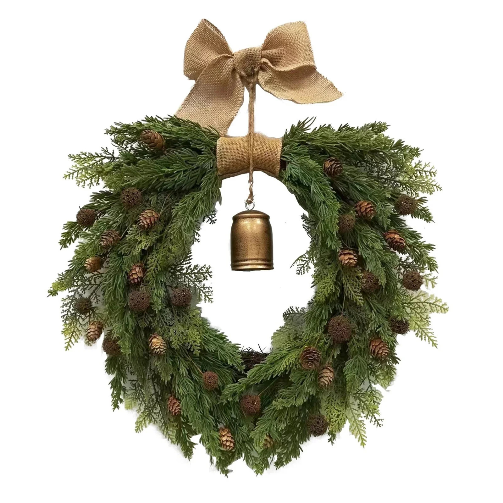 20 Inch Christmas Cedar Wreath - Faux Cedar Christmas Wreath with Realistic Outdoor Design, Vinta... | Walmart (US)