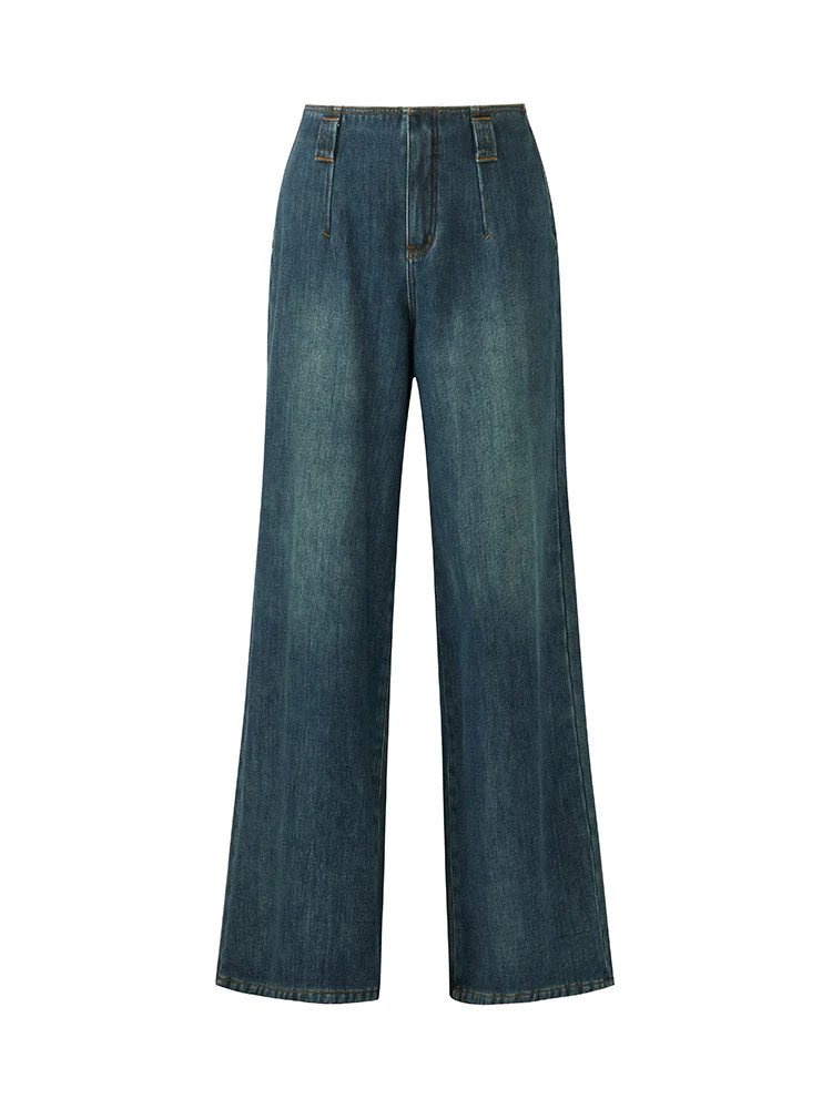 Wide Leg Women Fleece Lined Jeans | GOELIA