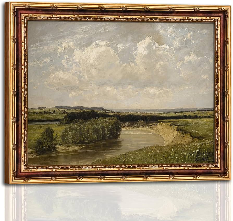 Vintage River Wall Art Gold Framed, Classic Landscape Painting Print | Amazon (US)