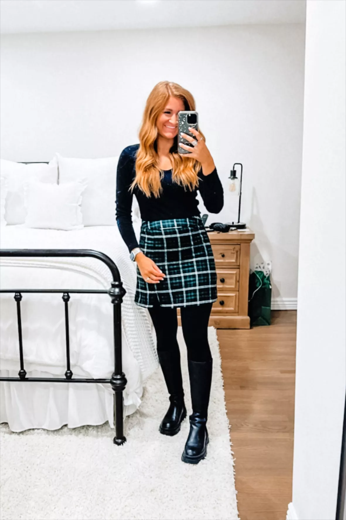 Plaid skirt outfit