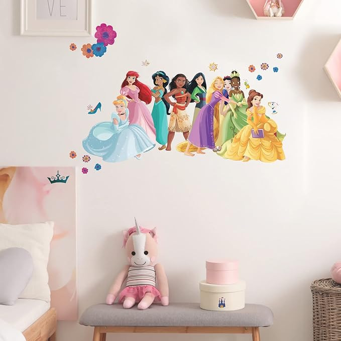 RoomMates RMK5330GM Disney Princess Flowers and Friends Giant Peel and Stick Wall Decals, Multi | Amazon (US)