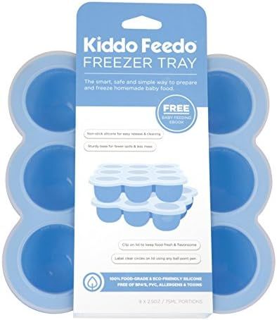 KIDDO FEEDO Freezer Tray with Silicone Clip-on Lid, Making Homemade Baby Food Storage Super Easy ... | Amazon (US)