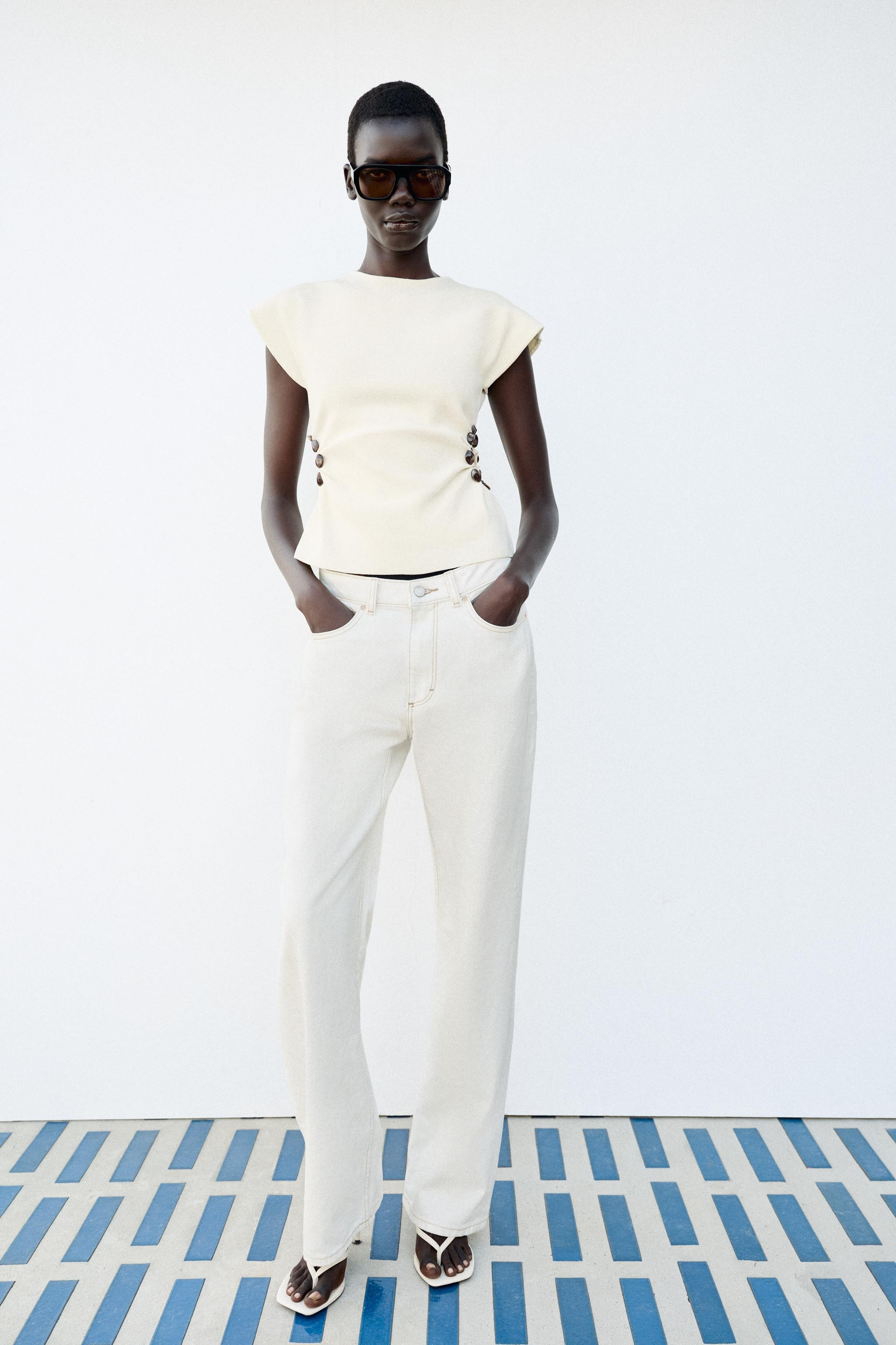 CUT-OUT KNIT TOP WITH BEADS | Zara UK