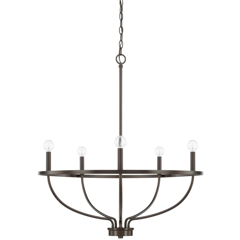 Babson 5 - Light Candle Style Wagon Wheel Chandelier | Wayfair North America