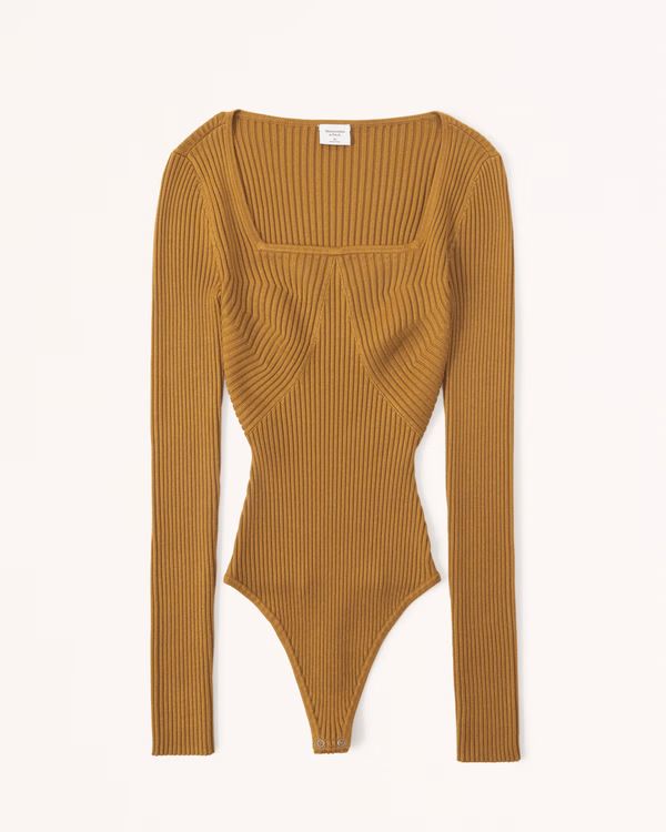 Women's Long-Sleeve Squareneck Sweater Bodysuit | Women's Tops | Abercrombie.com | Abercrombie & Fitch (US)