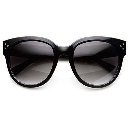 Womens Large Oversized Fashion Horn Rimmed Audrey Sunglasses (Black) | Amazon (US)