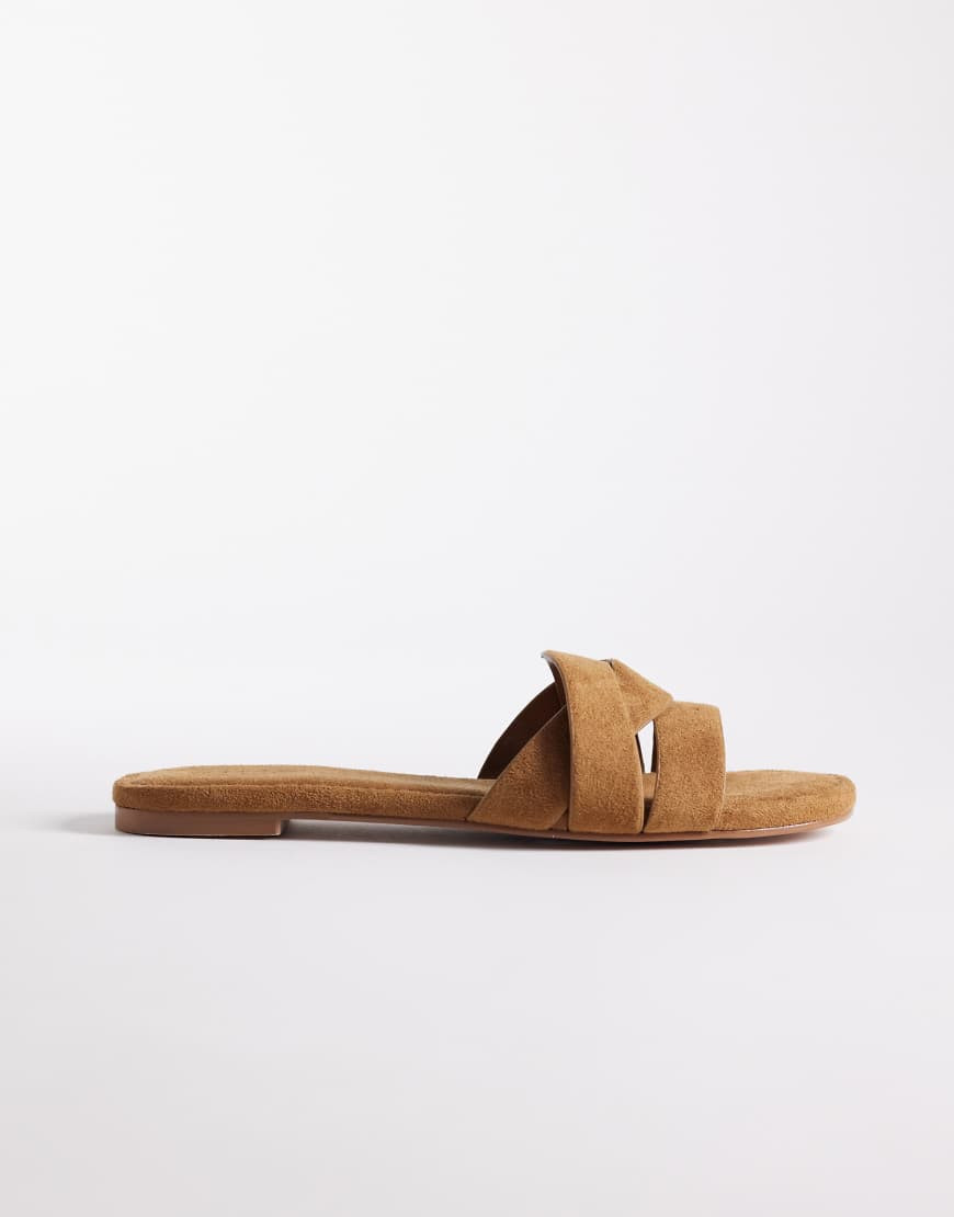 Simmi London Jade flat sandals in tan suedette-Neutral | ASOS (Global)