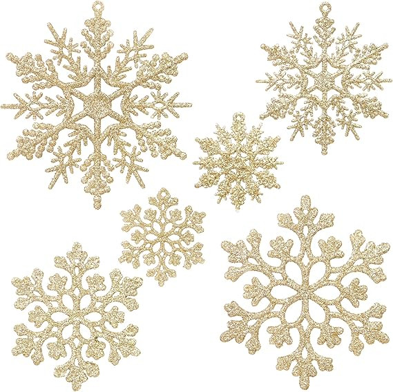 Sea Team Plastic Christmas Glitter Snowflake Ornaments Christmas Tree Decorations, 2, 3, 4 Inches... | Amazon (US)