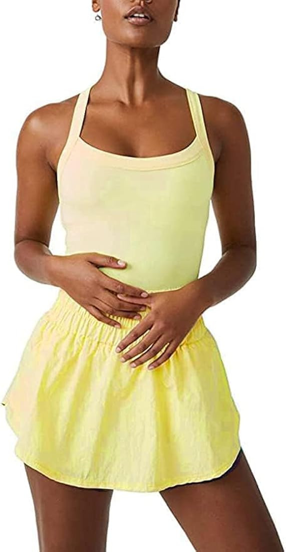 Womens Sleeveless Wide Leg Workout Athletic Dress Romper Crisscross Backless Casual Gym Yoga Acti... | Amazon (US)