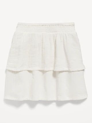 Double-Weave Smocked Tiered Skirt for Girls | Old Navy (US)