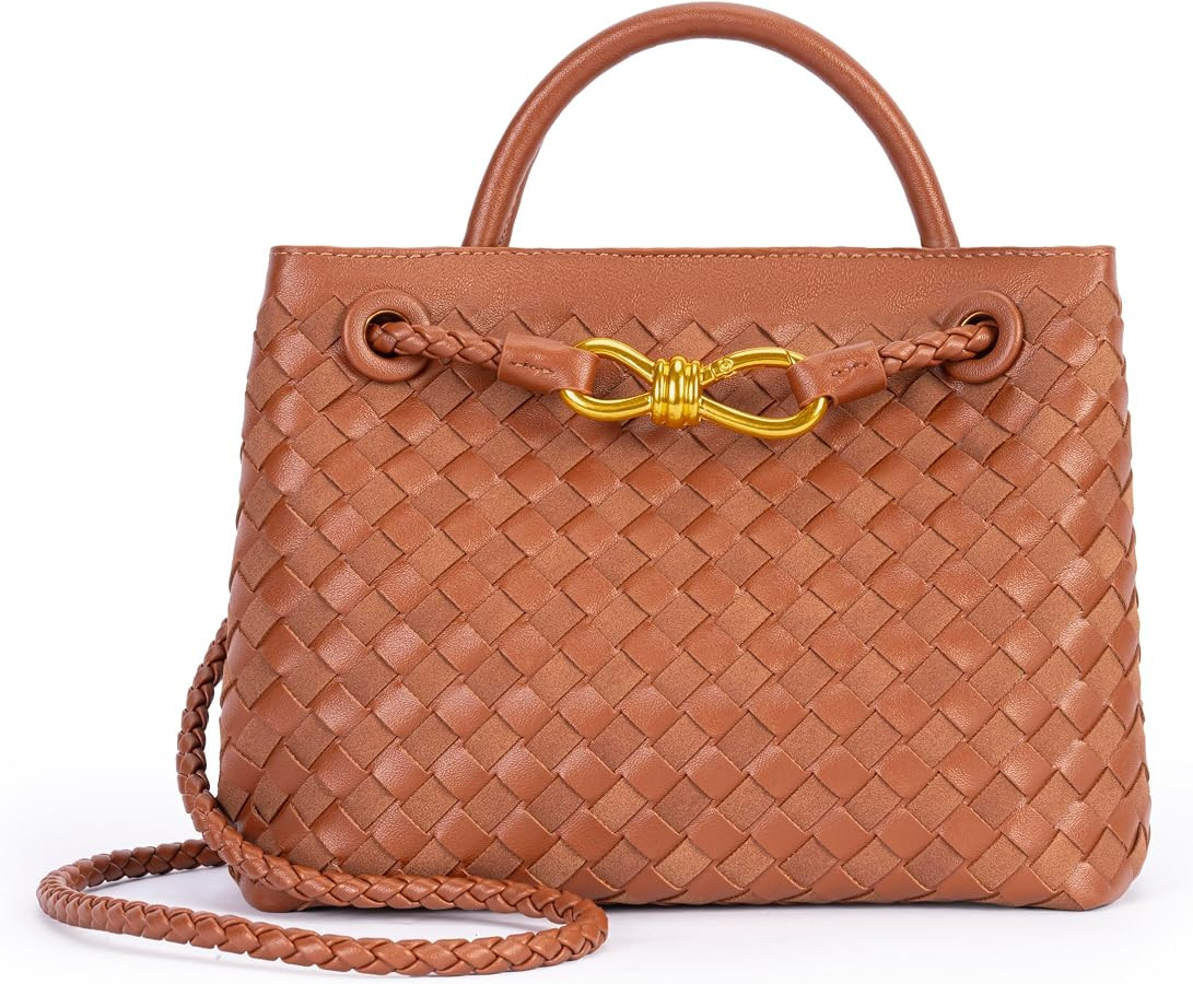 Woven Tote Bag for Women Leather Shoulder Handbag Designer Top Handle Purses | Amazon (US)