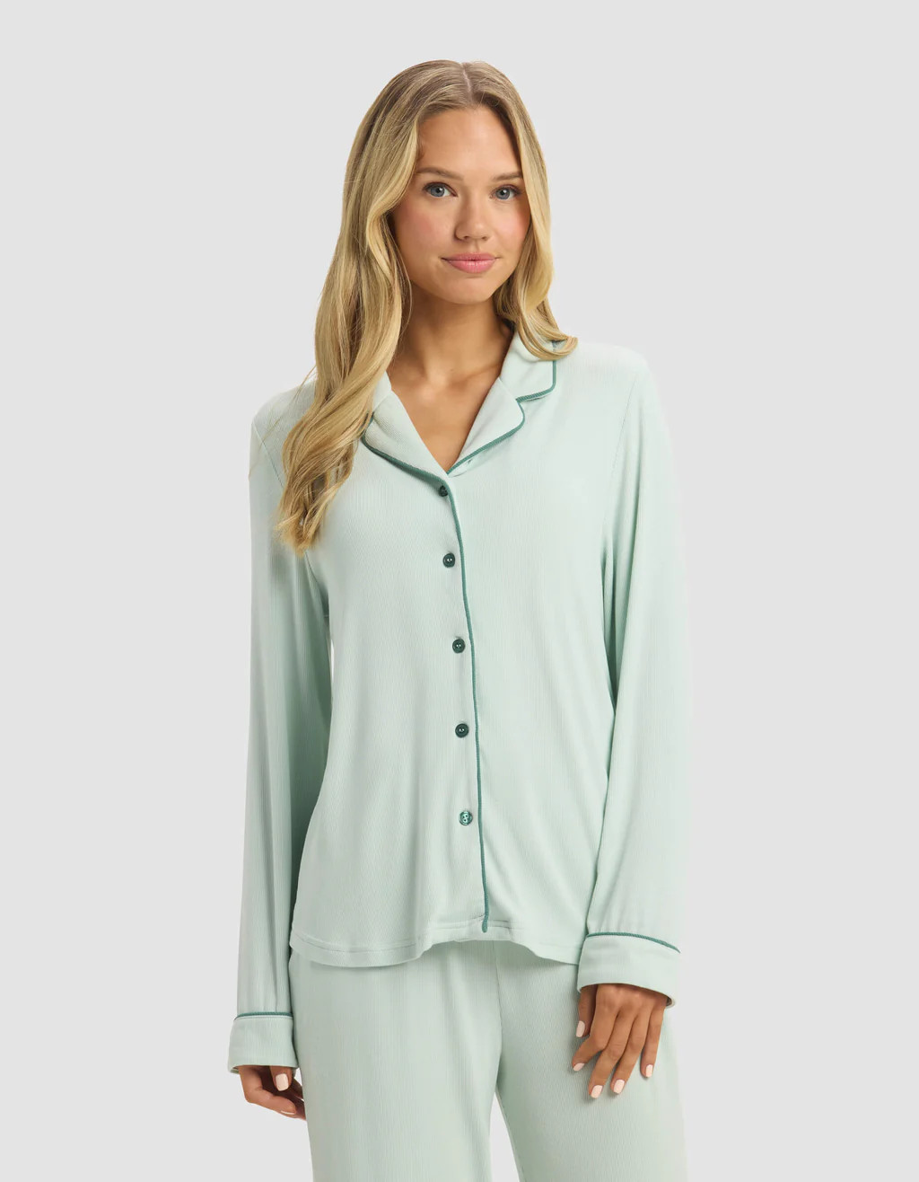 Women's Bamboo Rib-Knit Classic Long Sleeve Pajama Top | Cozy Earth