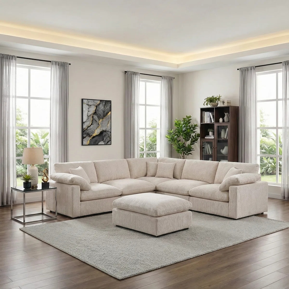 6-Piece 110" L-Shaped Sectional Sofa with Ottoman | Wayfair North America