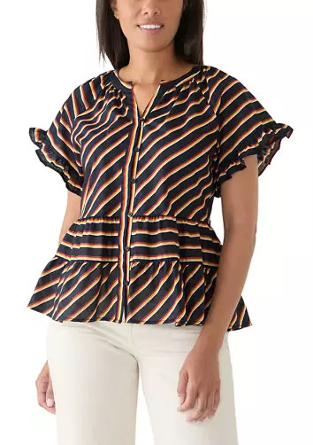 Women's Ruffle Sleeve Button Front Striped Blouse | Belk