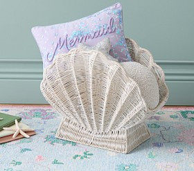 Rattan Shell Storage Basket | Pottery Barn Kids