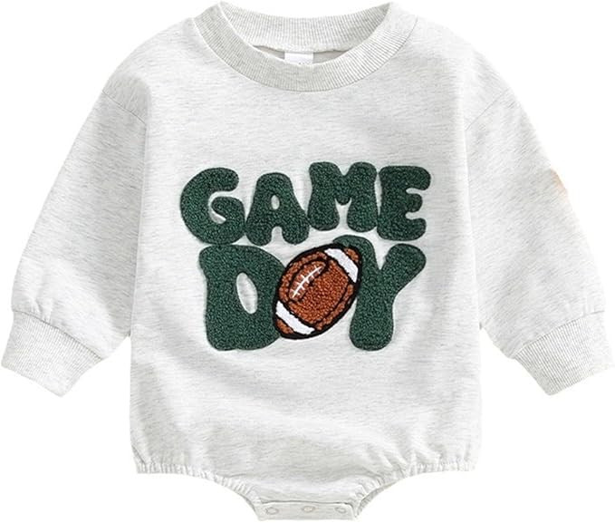 Kislio Newborn Baby Boy Clothes Football Sport Sweatshirt Romper Game Day Letter Print Sweater To... | Amazon (US)