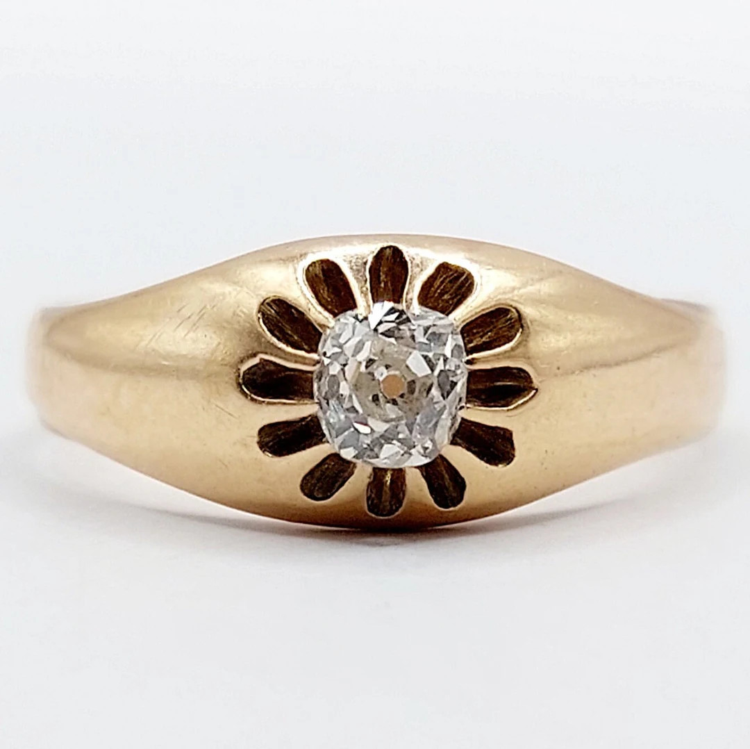 French Antique Solitaire Ring 18k Rose Gold Set With a a 0.70 Carat Old Mine Cut Diamond in Prong... | Etsy (US)
