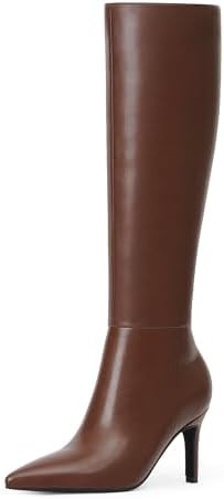 Knee High Boots Women Pointed Toe Tall Boots 3 In Stiletto High Heel Long Boots Side Zipper Dress... | Amazon (US)